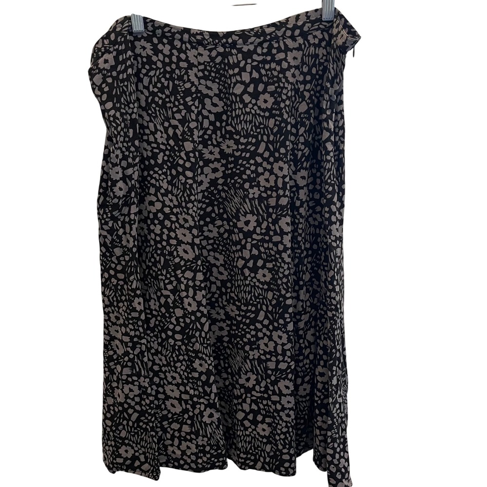 White Stag Grey Black Floral Rayon Midi Skirt 16 Dark Romantic Whimsigoth